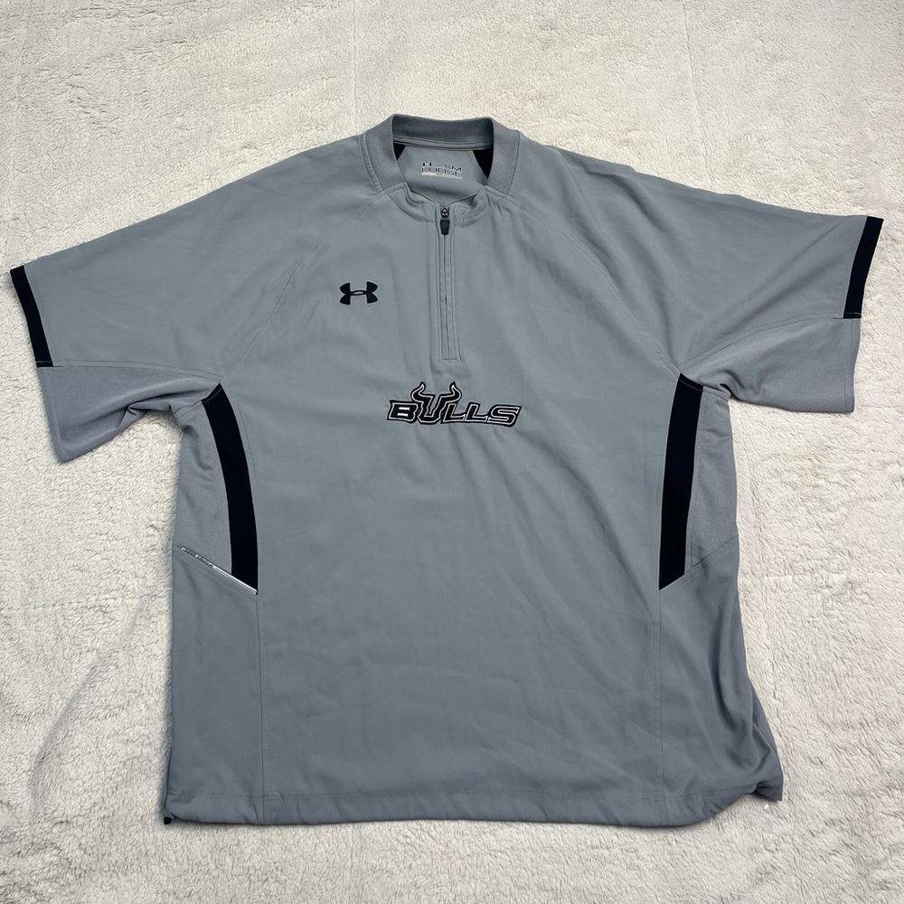 Under Armour Team Issued NCAA USF South Florida Bulls 1/4 Zip SS Pullover Mens S